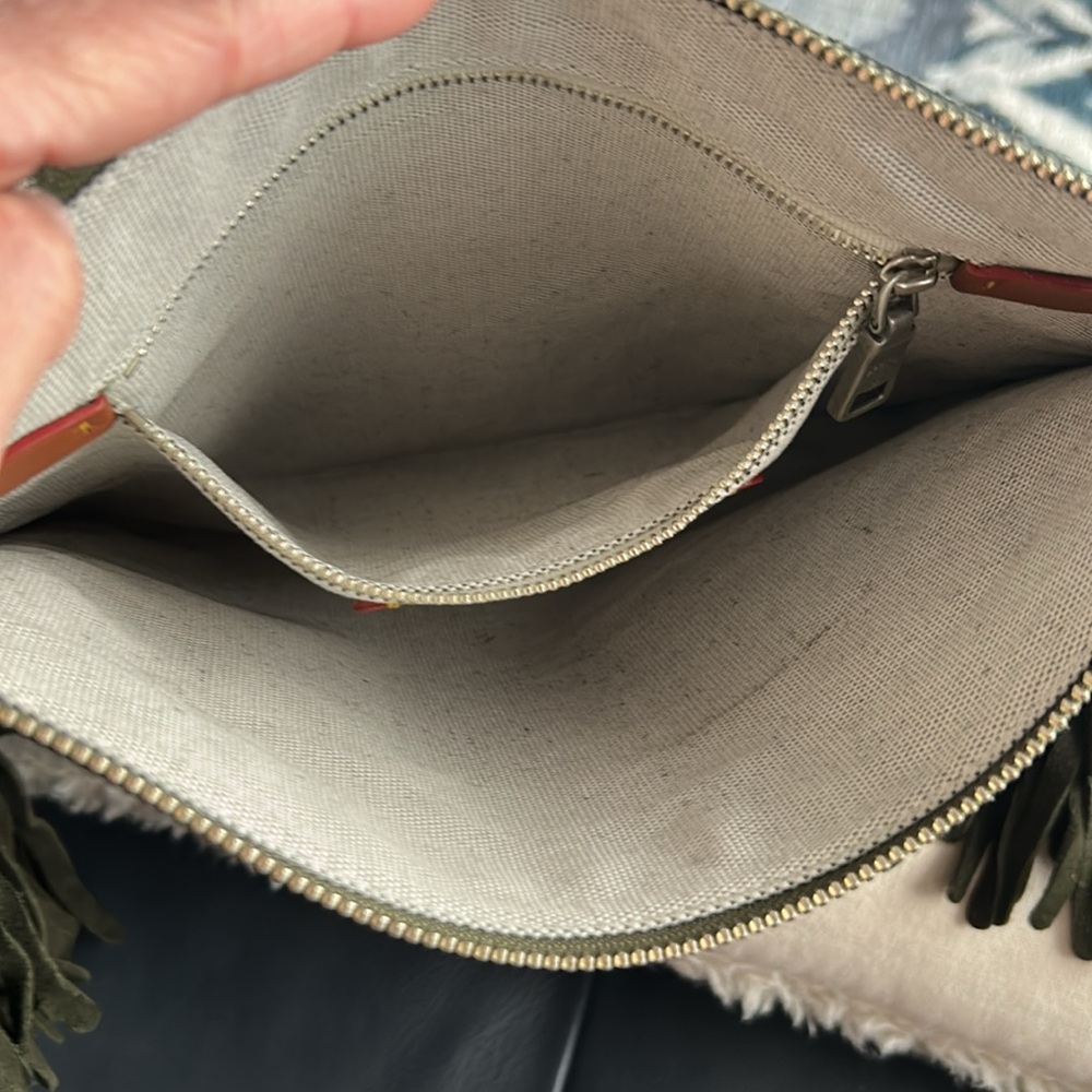 Coach Olive Green Suede Fringe Wristlet Clutch - Picture 7 of 12